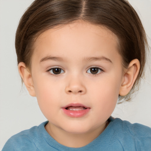 Neutral white child female with medium  brown hair and brown eyes