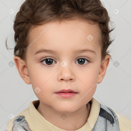 Neutral white child female with short  brown hair and brown eyes