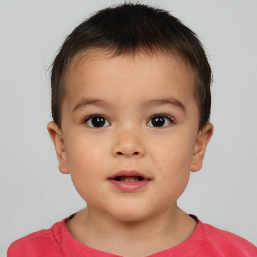 Neutral white child male with short  brown hair and brown eyes