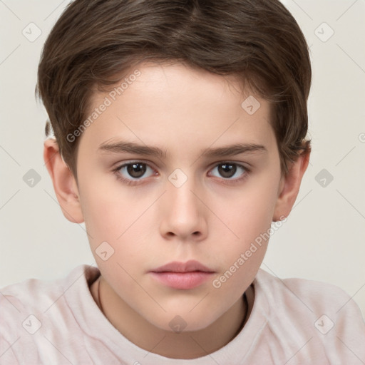 Neutral white child male with short  brown hair and brown eyes