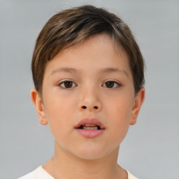 Neutral white child female with short  brown hair and brown eyes