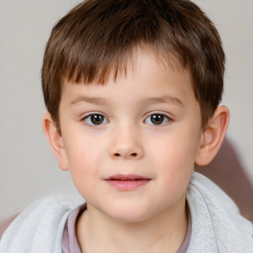 Neutral white child male with short  brown hair and brown eyes