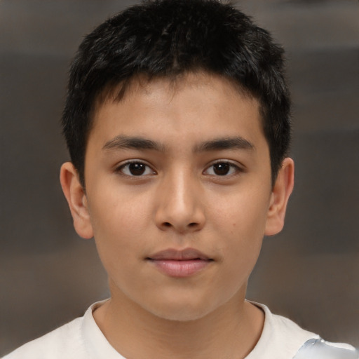Neutral asian young-adult male with short  brown hair and brown eyes