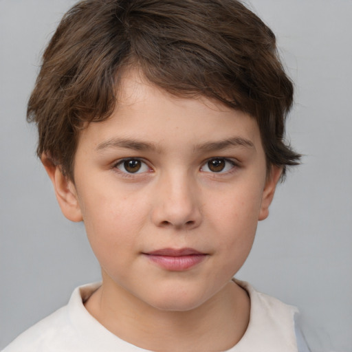 Neutral white child female with short  brown hair and brown eyes