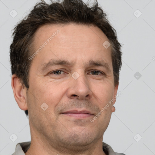 Neutral white adult male with short  brown hair and brown eyes