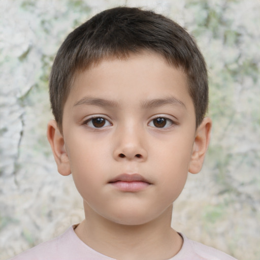 Neutral asian child male with short  brown hair and brown eyes