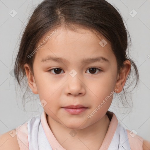 Neutral white child female with medium  brown hair and brown eyes