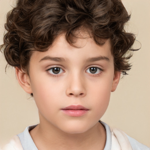 Neutral white child male with short  brown hair and brown eyes