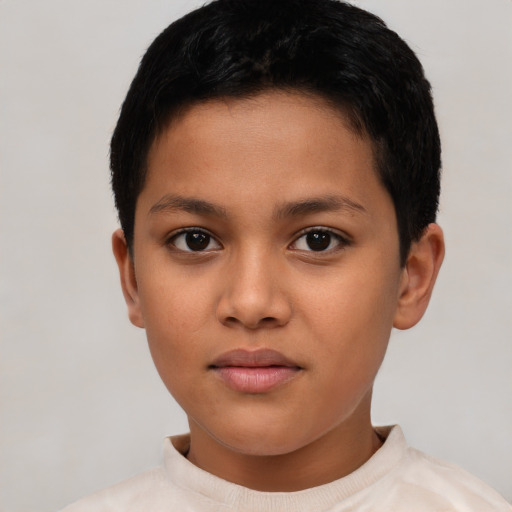 Neutral latino young-adult female with short  brown hair and brown eyes