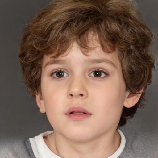 Neutral white child male with medium  brown hair and brown eyes