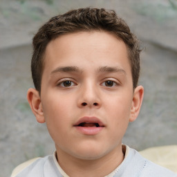 Neutral white child male with short  brown hair and brown eyes