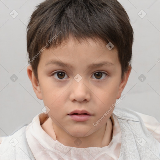 Neutral white child female with short  brown hair and brown eyes