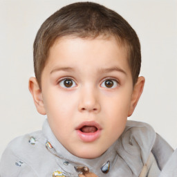 Neutral white child male with short  brown hair and brown eyes