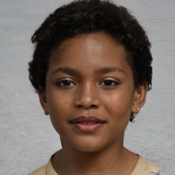 Neutral black young-adult female with short  brown hair and brown eyes