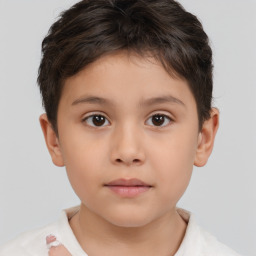 Neutral white child male with short  brown hair and brown eyes