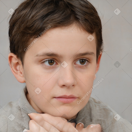 Neutral white child male with short  brown hair and brown eyes