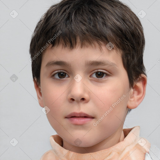 Neutral white child male with short  brown hair and brown eyes