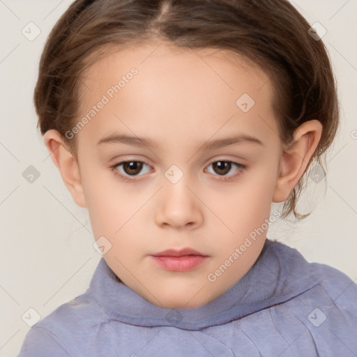 Neutral white child female with short  brown hair and brown eyes