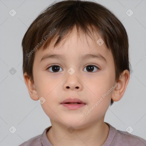 Neutral white child male with short  brown hair and brown eyes