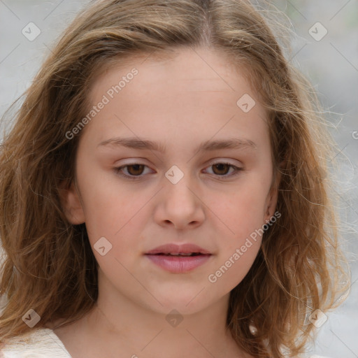 Neutral white child female with medium  brown hair and brown eyes