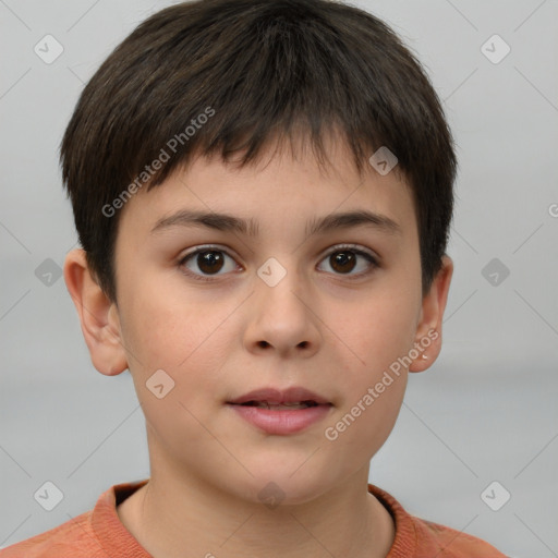 Neutral white child male with short  brown hair and brown eyes