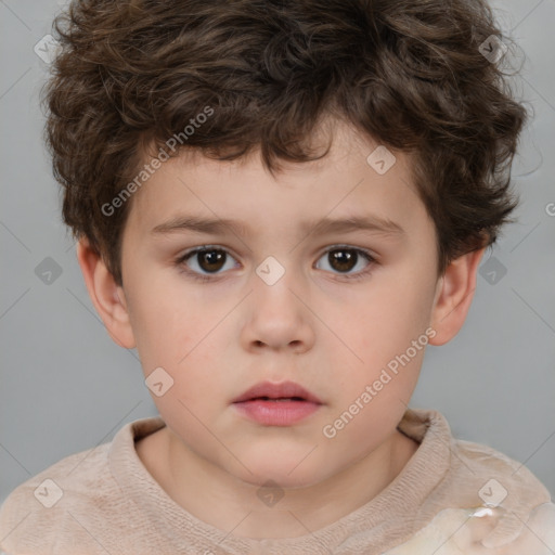 Neutral white child male with short  brown hair and brown eyes