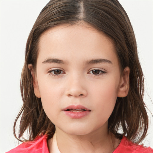 Neutral white child female with medium  brown hair and brown eyes