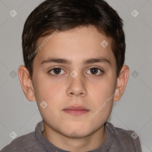 Neutral white child male with short  brown hair and brown eyes