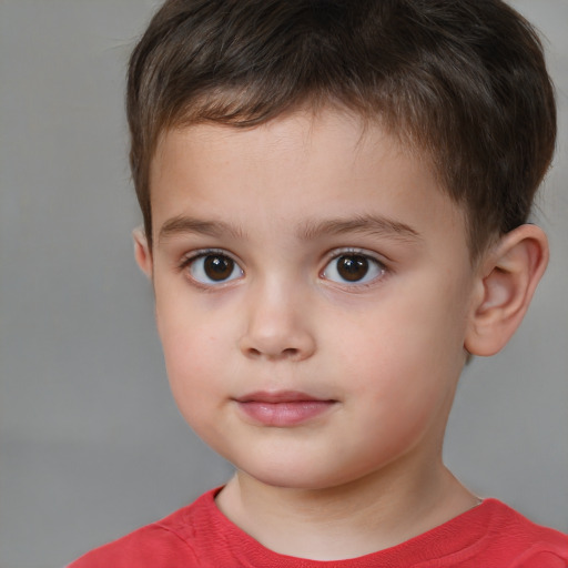 Neutral white child male with short  brown hair and brown eyes