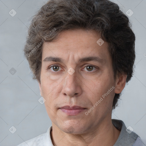 Neutral white adult male with short  brown hair and brown eyes