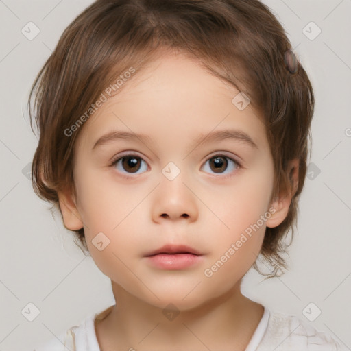 Neutral white child female with medium  brown hair and brown eyes