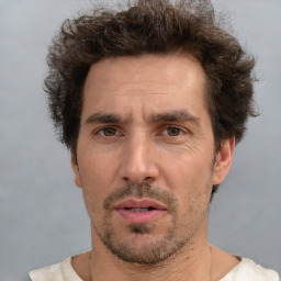 Neutral white adult male with short  brown hair and brown eyes