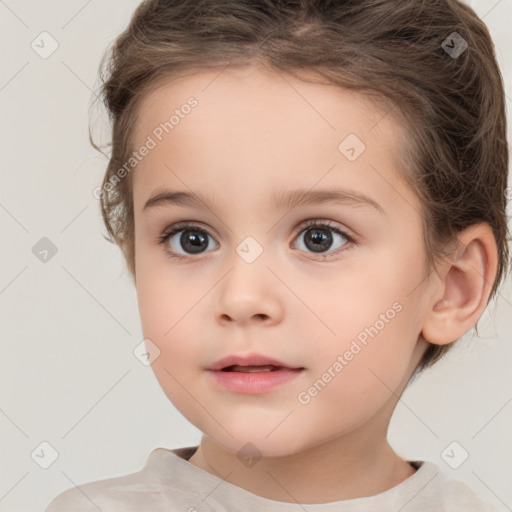 Neutral white child female with medium  brown hair and brown eyes