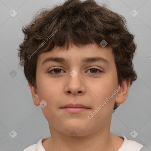 Neutral white child male with short  brown hair and brown eyes