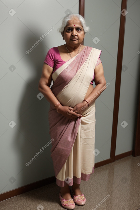 Indian elderly female with  gray hair