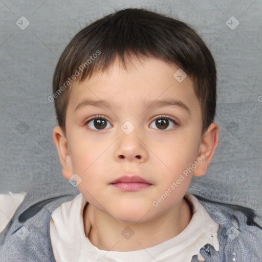 Neutral white child male with short  brown hair and brown eyes