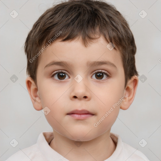 Neutral white child male with short  brown hair and brown eyes