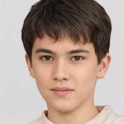 Neutral white child male with short  brown hair and brown eyes