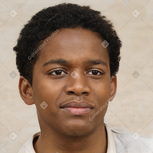 Neutral black young-adult male with short  brown hair and brown eyes