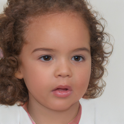 Neutral white child female with medium  brown hair and brown eyes