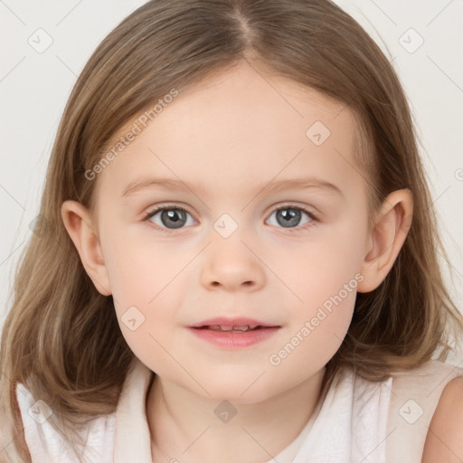 Neutral white child female with medium  brown hair and brown eyes