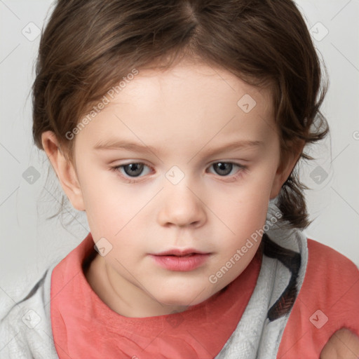 Neutral white child female with medium  brown hair and brown eyes