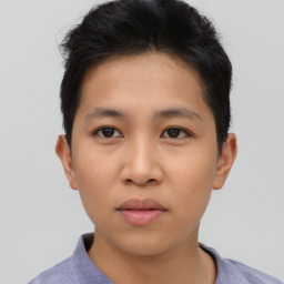 Neutral asian young-adult male with short  brown hair and brown eyes