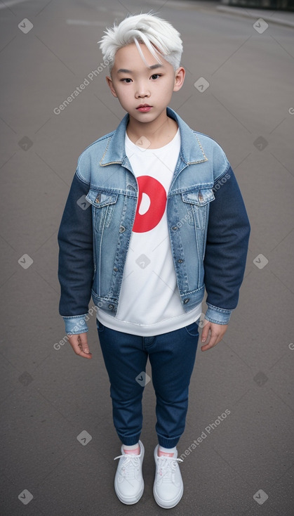 Chinese child boy with  white hair