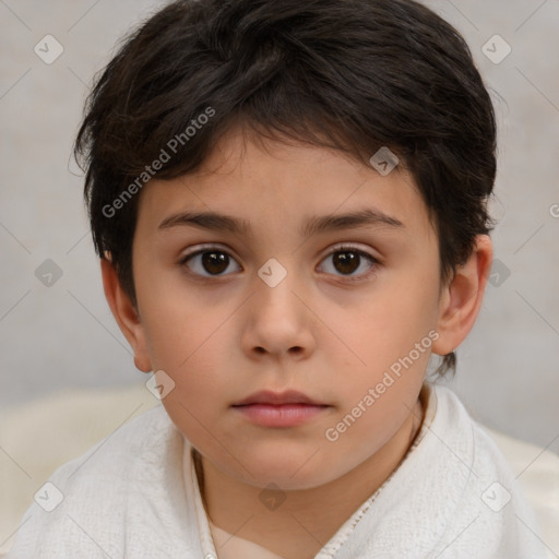 Neutral white child female with short  brown hair and brown eyes