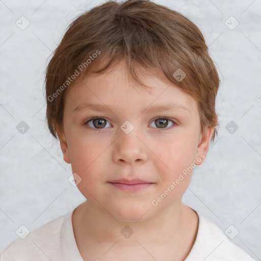 Neutral white child male with short  brown hair and brown eyes