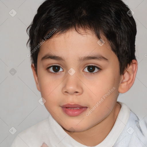 Neutral white child male with short  brown hair and brown eyes