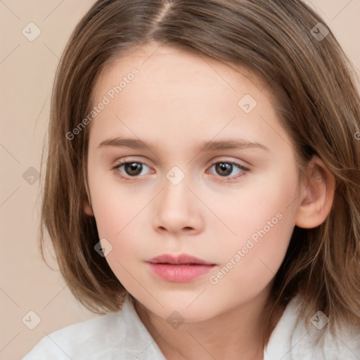 Neutral white child female with medium  brown hair and brown eyes