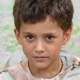 Neutral white child male with short  brown hair and brown eyes