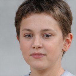 Neutral white child female with short  brown hair and brown eyes